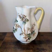 Vintage Handpainted Floral Design Fluted Pitcher With Handle picture