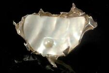 VINTAGE BRUTALIST SIGNED WHITE MABE PEARL ARTISIAN SILVER BROOCH PIN  BR picture