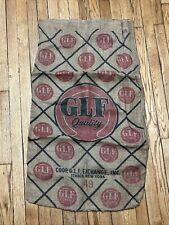 Vintage GLF Burlap Feed Sack  COOP G.L.F. Exchange INC - Ithica, NY 39.5x23” picture