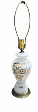Hollywood Regency VTG Handblown/painted Satin Milk Glass table lamp, brass base picture