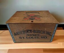 Budweiser Wood Beer Wooden Crate Box Checkers Lid Anheuser-Busch Since 1876 picture