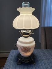 Vintage 3 Way Electric GWTW Hurricane Parlor Embossed Puffy Roses Table Lamp picture