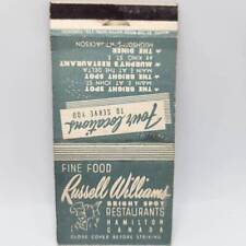 Vintage Matchcover Russell Williams Bright Spot Restaurants Hamilton Ontario Can picture