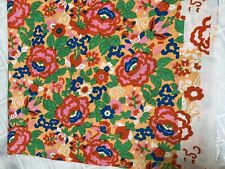 Vtg 70's Double Knit Polyester Orange Green Pink Floral Print 1 yard 38