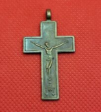 Vintage Cross Crucifix Jesus Virgin Mary Patina  picture