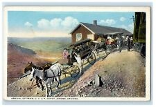 c1930's Arrival On Train U.V. & P. Depot Jerome Arizona AZ Vintage Postcard picture