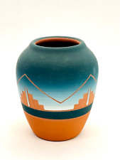 Sioux Native American Pottery Vase Signed Little Thunder - 3 Inch Tall picture