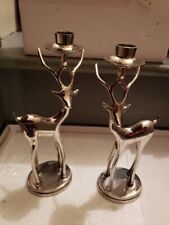 Bombay Silver Reindeer Taper Candleholders Set of Two  picture