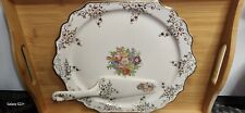 Rare Unique Royal China Pie Plate With Serving Knife 22k Gold Vintage Antique  picture
