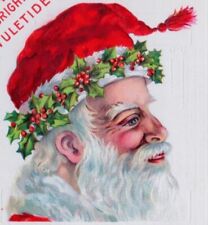 SANTA Claus Profile~Wears Holly Crown~EMBOSSED~1914 Antique CHRISTMAS  Postcard picture