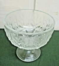 Vintage 1978 F.T.D. Clear Glass Footed Pedestal Bowl Compote Leaf Design EUC  picture