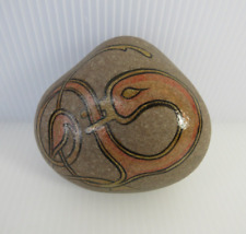 Norse Animal Motif Hand Painted Irish Stone Paperweight Art Rock, Artist Signed picture