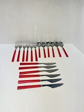 VTG Anacapa Red Flatware Plastic Handle Silverware Set 18 Pcs Stainless Steel picture