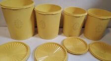 Vintage Tupperware Servalier Canisters Yellow Set of 4 (8-Piece) Lids Nesting picture