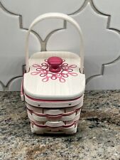 Longaberger HORIZON OF HOPE BASKET + LINER + LID ~ PINK and WHITE ~ 2014 picture
