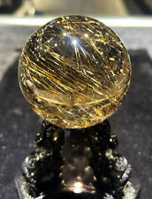1.08LB Top Rare Natural Rutilated gold crystal Quartz Sphere healing energy ball picture