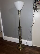Vintage Mid Century Modern Brass/ Gold Torch Floor Lamp 38.5” Tall With Shade picture