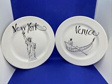 WEDGWOOD Grand Gourmet, Venice New York Bone China Plates Set 2 Mint picture