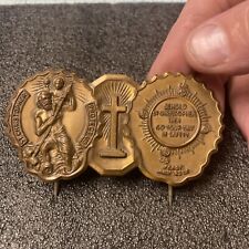 USED Vtg 3 way Scapular St. Christopher Protect Us Guardian Angel Visor Clip Pin picture