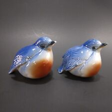 Bluebird Figurine Salt and Pepper Shaker Set w/Plugs Ceramic Vintage *2 CHIPS* picture