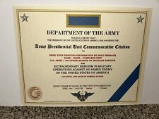 U.S. ARMY PRESIDENTIAL UNIT COMMEMORATIVE CITATION CERTIFICATE ~ W/PRINTING T-1 picture