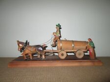 Vintage RHON SEPP Black Forest Carved Wood Horse Drawn Beer Keg Wagon *GERMANY picture