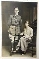 Antique WW1 Soldier and Wife Portrait Style RPPC Unposted Military Life picture