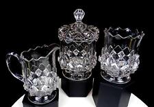 EAPG U.S. Glass #15001 O'Hara Star & Diamond Pattern 3pc Antique Table Set 1892 picture