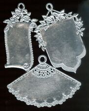 Scrap Die-cut German Dresden Silver Foil Paper Fan Scroll Orn Victorian Craft picture