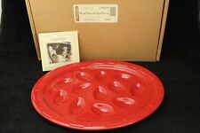 Longaberger Woven Traditions Tomato Red Pottery Deviled Egg Platter Plate - NEW picture