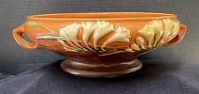 Antique Very Large Roseville Pedestal Bowl 13&1/2 Inches W Cream Freesia Flowers picture