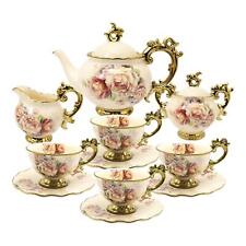 fanquare 15 Pieces British Porcelain Tea Set Floral Vintage China Coffee Set ... picture
