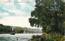 Wisconsin Milwaukee Postcard On the River Pleasant Valley Steamboat 1900's picture