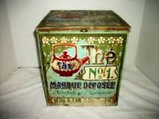 ANTIQUE FRENCH STORE JAPANESE TEA BIN TIN MARQUE DEPOSEE NO 1 LARGE 1890s GREAT picture
