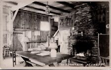 Real Photo Postcard The Fountain, Lodge Fireplace in Stowe, Vermont picture