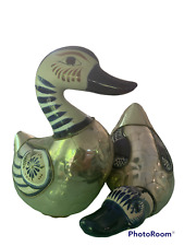 Vintage Mexican Tonala ceramic Sergio    Bustamante Silver feathers ducks picture