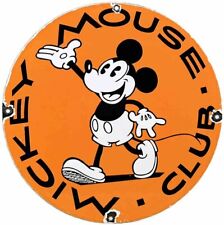 VINTAGE MICKEY MOUSE CLUB PORCELAIN SIGN GAS STATION PUMP MOTOR OIL SERVICE picture