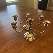 Set /2 Lunt Candelabras Sterling Silver 3-Arm Candle Holders 040 Weighted 5.5