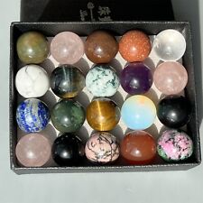 20pcs Natural Mixed carved Sphere quartz crystal ball reiki healing +box 15mm+ picture