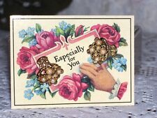 Pearl Ear Rings on Victorian Roses Card1992 Avon  MIB picture