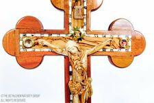 Stunning Outstanding Large Olive Wood / Mahogany Wood &Mother of Pearl Crucifix. picture