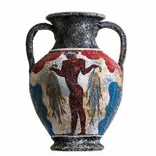 Ancient Greek Minoan Amphora Fisherman Handmade Ceramic Pottery Vase Medium picture