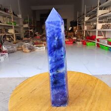 645g Natural Blue and white Quartz Obelisk Crystal Energy Wand Point healing picture