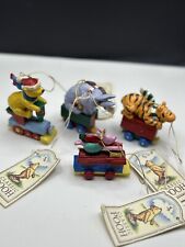 4 NWT CLASSIC Winnie The Pooh MIDWEST OF CANNON FALLS Christmas TRAIN Ornaments picture