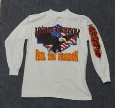 Vtg Harley Davidson Shirt M White Mock Turtleneck Eagle Feel Freedom Fun Wear picture