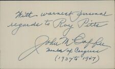 John M. Coffee Washington Congressman Signed 3x5 Index Card JSA Authenticated picture