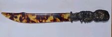Antique Japanese Meiji Era Shell & Detailed Metal Letter Opener With Turtles picture