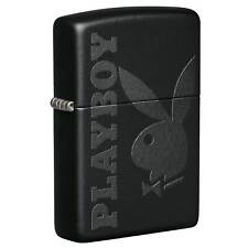Zippo Windproof Lighter Playboy Logo and Bunny Matte Black Metal Genuine 49342 picture