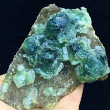 356g Superb Translucent Deep Green AlloShape Fluorite Crystal & Smoke Quartz  picture