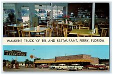 c1950's Walker's Truck O Tel & Restaurant Multiview Cars Perry Florida Postcard picture